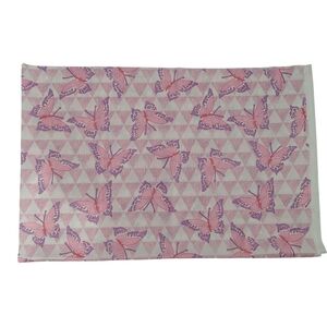 Vintage 70s Pink And Purple Butterfly Geometric Triangle Fabric Remnant 39×60 in